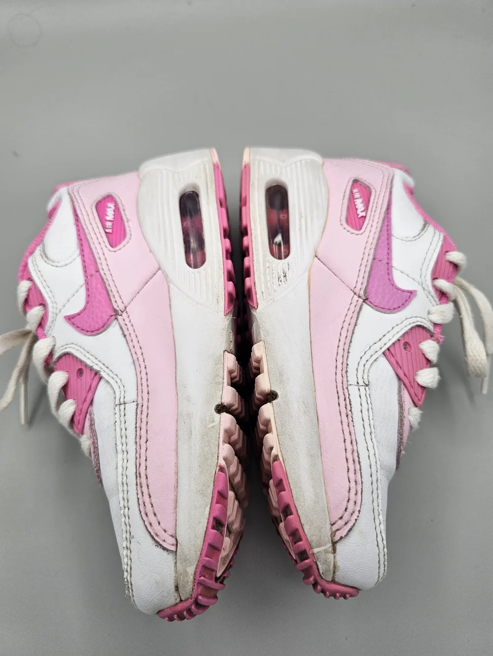 Nike Air Max 90 Girls 12c Shoes Hot Pink Baby White‎ Leather Sneakers Kids Youth